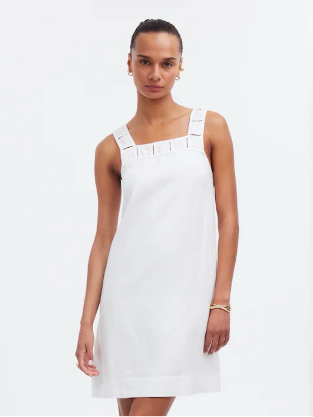 Madewell Embroidered Tank Mini Dress in Linen Sz 2